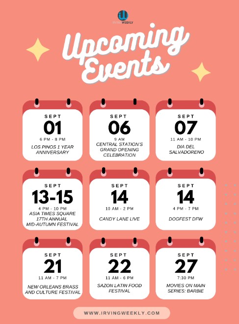 Upcoming Events In And Around Irving for September 2024